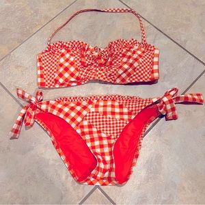 Betsey Johnson Orange White Gingham Bikini